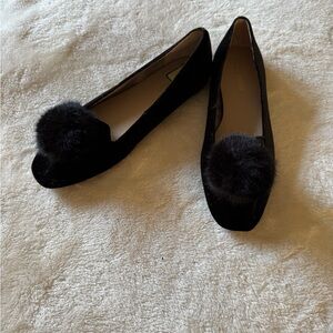 Enzo Angiolini Black Loafers with Pom Pom